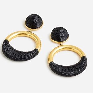 J Crew Faux-Raffia-Wrapped Hoop Earrings, NWT